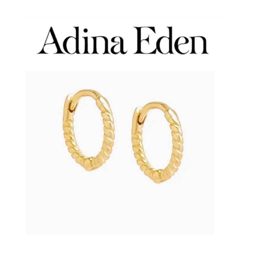Adina Eden Thin Twisted Hoop Earrings